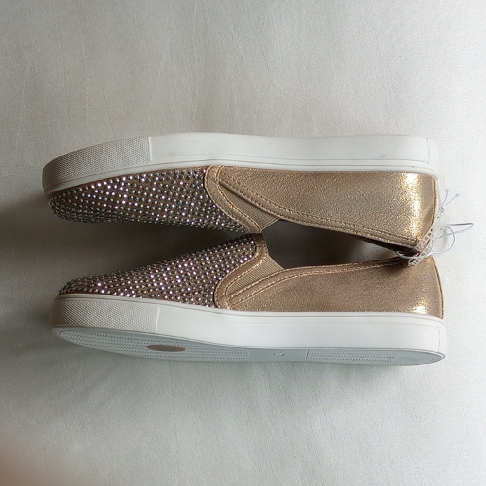 NWOT Carlos Pave' Studded Loafers Slip-On Shoes 8 Light Gold - Picture 5 of 7